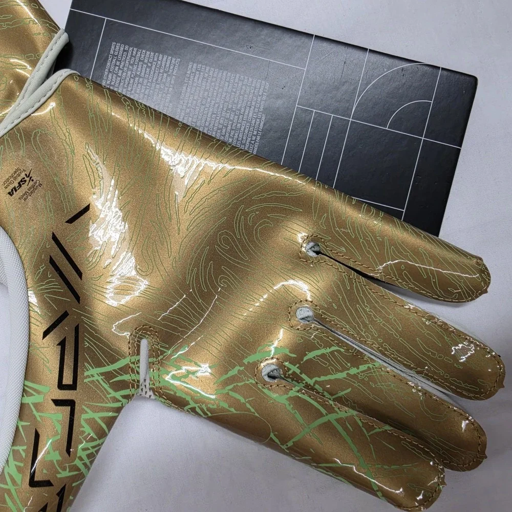 Nike Vapor Jet 8.0 Football Gloves Sea Glass Metallic Gold Black Men's Size XL